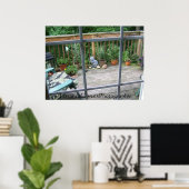 Poster Chat de pont dans la fenêtre (Bureau à domicile)