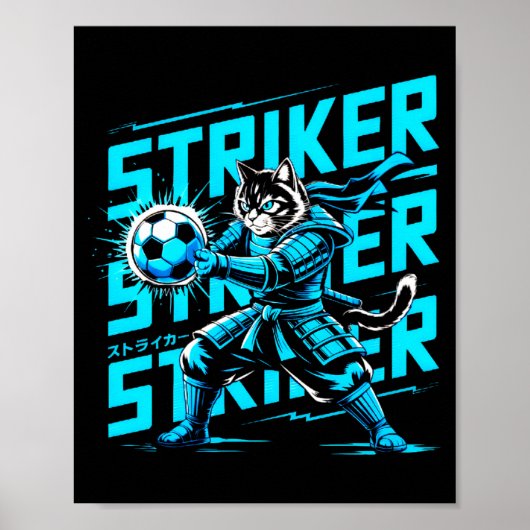 Poster Chat de samouraï unique pour les fans de football (Devant)
