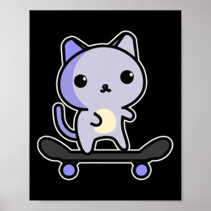 Poster Chat de skate Kawaii Graphique de dessin animé Hom