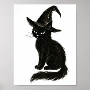Poster Chat de sorcière – Illustration d'Halloween à l'en