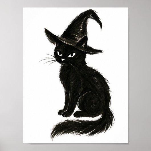 Poster Chat de sorcière – Illustration d'Halloween à l'en (Devant)