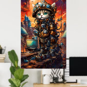 Poster Chat de Steampunk I (Bureau à domicile)