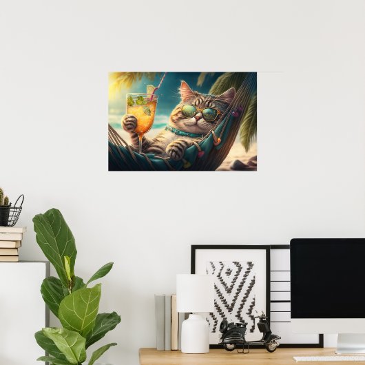 Poster Chat de vacances (Bureau à domicile)