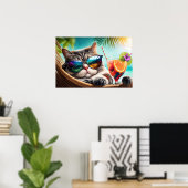 Poster Chat de vacances (Bureau à domicile)