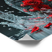 Poster Chat d'eau entouré de roses rouges fantaisie roman (Coin)