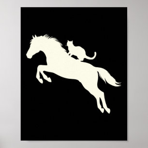 Poster Chat D'Équitation Silhouette Pour Amoureux des ani