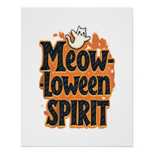 Poster Chat d'esprit de Meow-loween