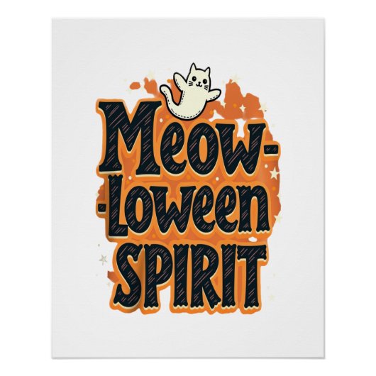 Poster Chat d'esprit de Meow-loween (Devant)