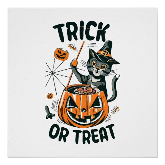 Poster Chat d'Halloween abstrait (Devant)