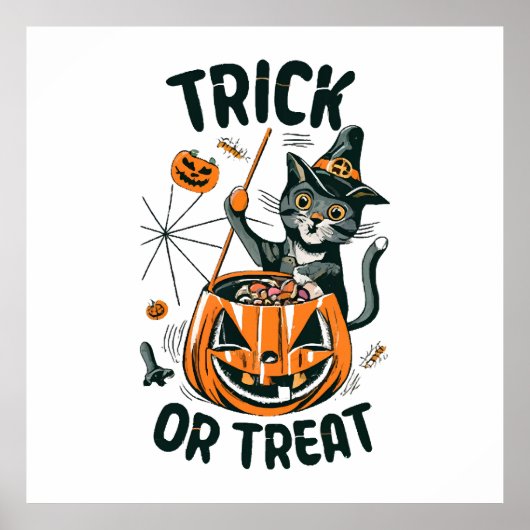Poster Chat d'Halloween abstrait (Devant)