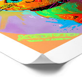 Poster Chat d'Halloween abstrait coloré (Coin)