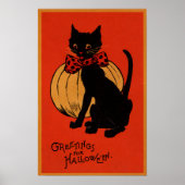 Poster Chat d'Halloween et Citrouille (Devant)