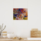 Poster Chat d'Halloween et souris n° 1 Aquarelle Art 16x2 (Cuisine)