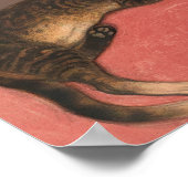 Poster Chat d'hiver sur Cushion Vintage Portrait de chat (Coin)