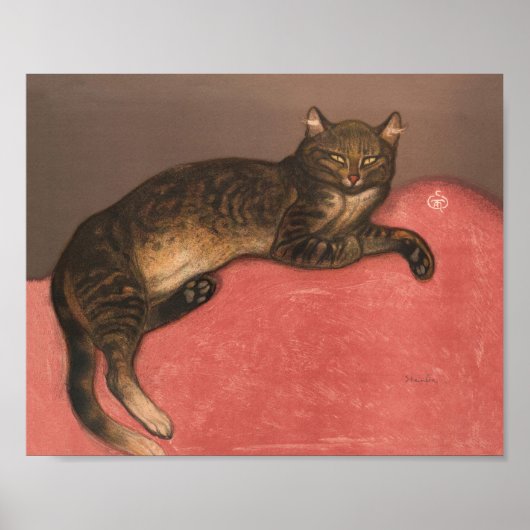 Poster Chat d'hiver sur Cushion Vintage Portrait de chat (Devant)