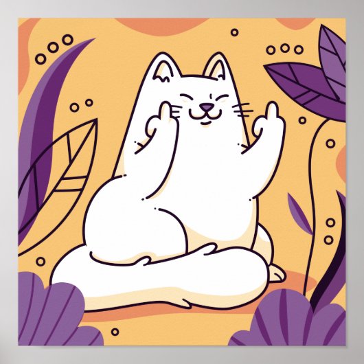 Poster Chat donnant le doigt (Devant)