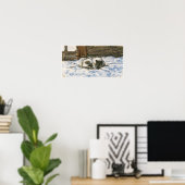 Poster Chat dormir sur un lit à Claude Monet (Bureau à domicile)