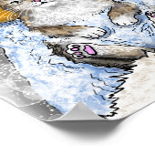 Poster Chat drôle dans Bain Chat 761 Art de salle de bain (Coin)