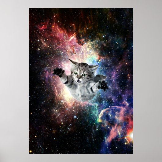 Poster Chat drôle dans l'espace (Devant)