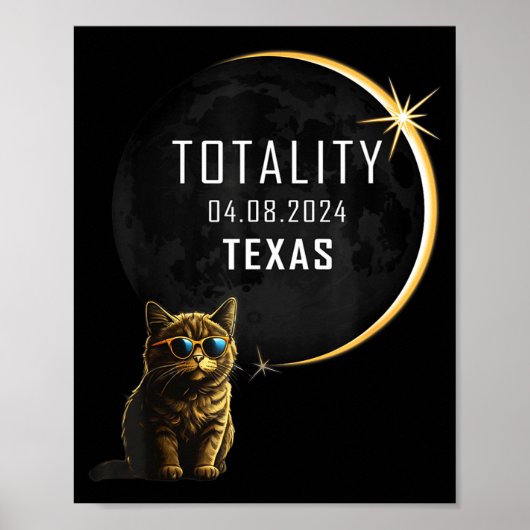 Poster Chat drôle de l'éclipse solaire totale du Texas (Devant)