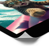 Poster Chat drôle de surf selfie avec requin Mème _1 (Coin)