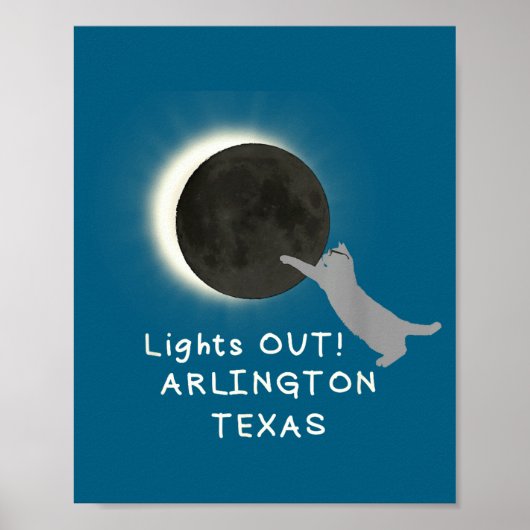 Poster Chat drôle d'éclipse solaire totale Arlington (Devant)