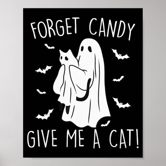Poster Chat drôle d'Halloween Fantôme de chat oublie des (Devant)