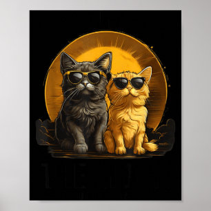 Poster Chat drôle Éclipse solaire totale Étreinte