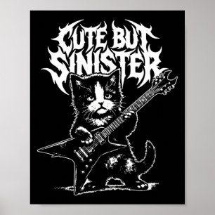 Poster Chat drôle jouant de la guitare guitariste rock an