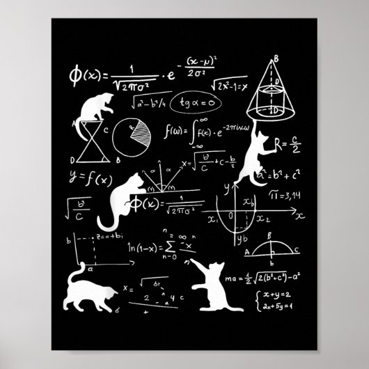 Poster Chat Drôle Jouer Avec Math Formules Kitten Chat Un (Devant)