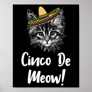 Poster Chat Drôle Kitty Meow Cinco De Mayo T Shirt Pour C
