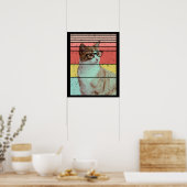 POSTER CHAT DRÔLE MIGNON VINTAGE TENDANCE (Cuisine)