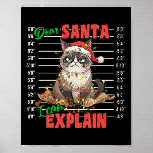 Poster Chat Drôle Mugshot Cher Père Noël Je Peux Explique