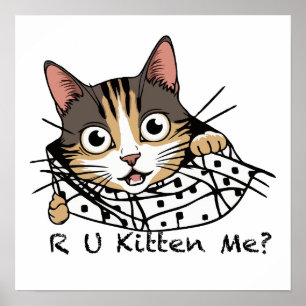 Poster Chat Drôle Peeking Sticker - Êtes-Vous Kitten Me?