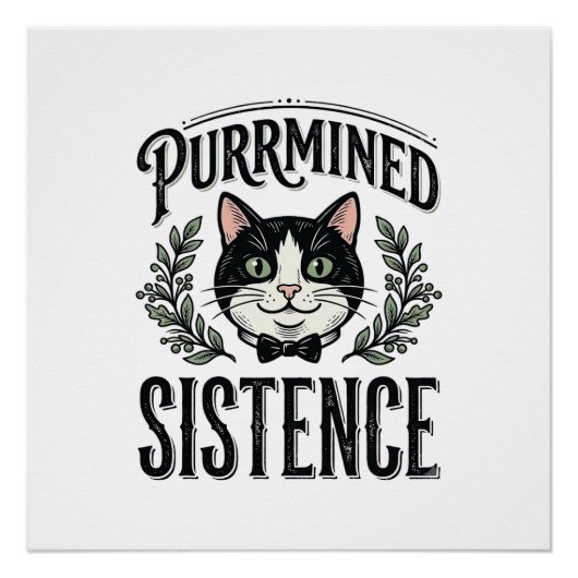 Poster Chat Drôle Purrminé Sistence Graphique Vintage_1 (Devant)