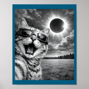 Poster Chat Drôle Selfie Éclipse Solaire Animal