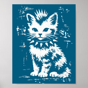 Poster Chat drôle vintage punk chaton mème hommes femmes