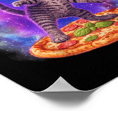 Poster Chat Drôle Voler Une Pizza Astronaut Kitten Space (Coin)
