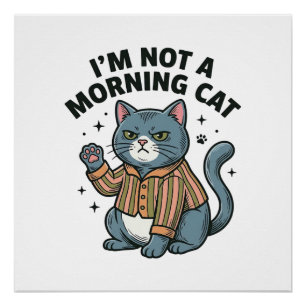 Poster Chat du matin Gravure vintage T-shirt de chat drôl