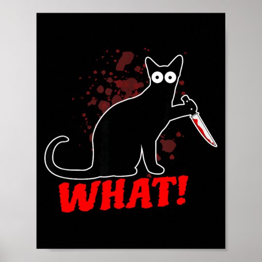 Poster Chat effrayant et meurtrier avec un couteau chat q (Devant)