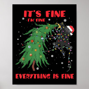 Poster Chat emmêlé dans les lumières de Noël, ça va, tout