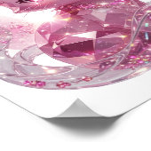 Poster Chat en diamant rose argenté saisissant (Coin)