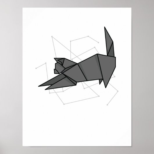 Poster Chat en origami qui s'étend (Devant)