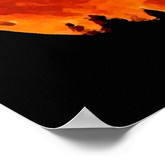 Poster Chat en pleine orange Lune (Coin)