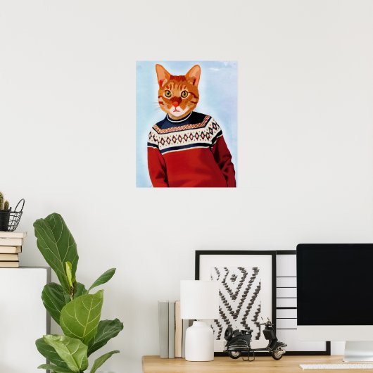 Poster Chat en pull-over (Bureau à domicile)