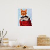Poster Chat en pull-over (Cuisine)