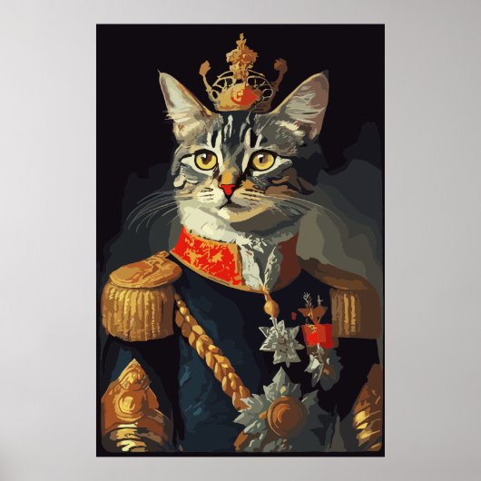 Poster Chat en uniforme royal portrait (Devant)