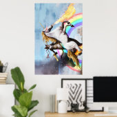Poster Chat équitation Unicorn avec arme (Bureau à domicile)