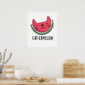 Poster Chat-Ermelon Funny Chat Watermelon Pun (Cuisine)