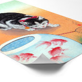 Poster Chat et bol de pêche - Ohara Koson, remasseur (Coin)